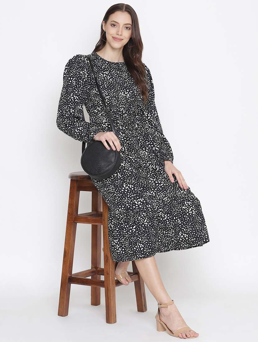 women's tiered dress micro print dress - 18246526 -  Standard Image - 4