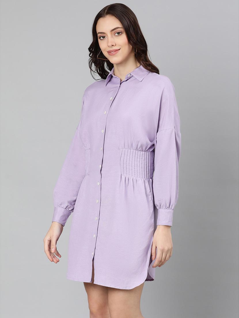 long sleeved solid shirt dress - 18246529 -  Standard Image - 1