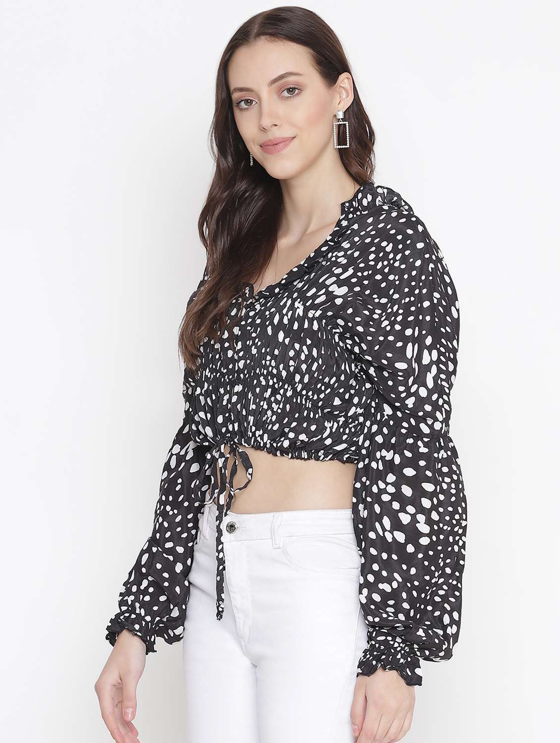 women's crop v neck top - 18246554 - Standard Image - 1