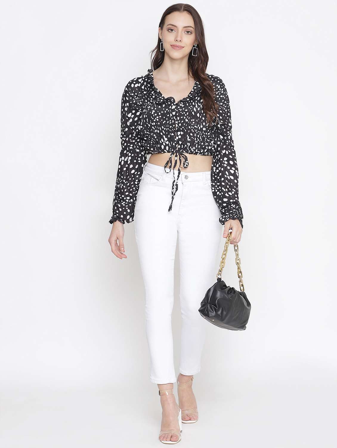 women's crop v neck top - 18246554 - Standard Image - 4
