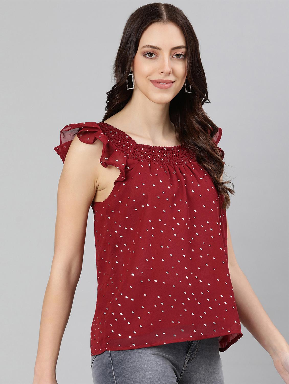 women's ruffle square neck top - 18246564 - Standard Image - 1