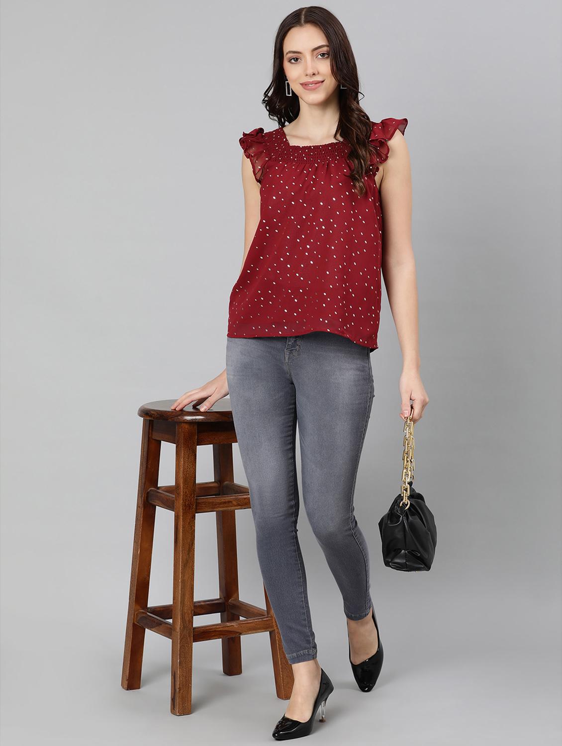 women's ruffle square neck top - 18246564 - Standard Image - 4