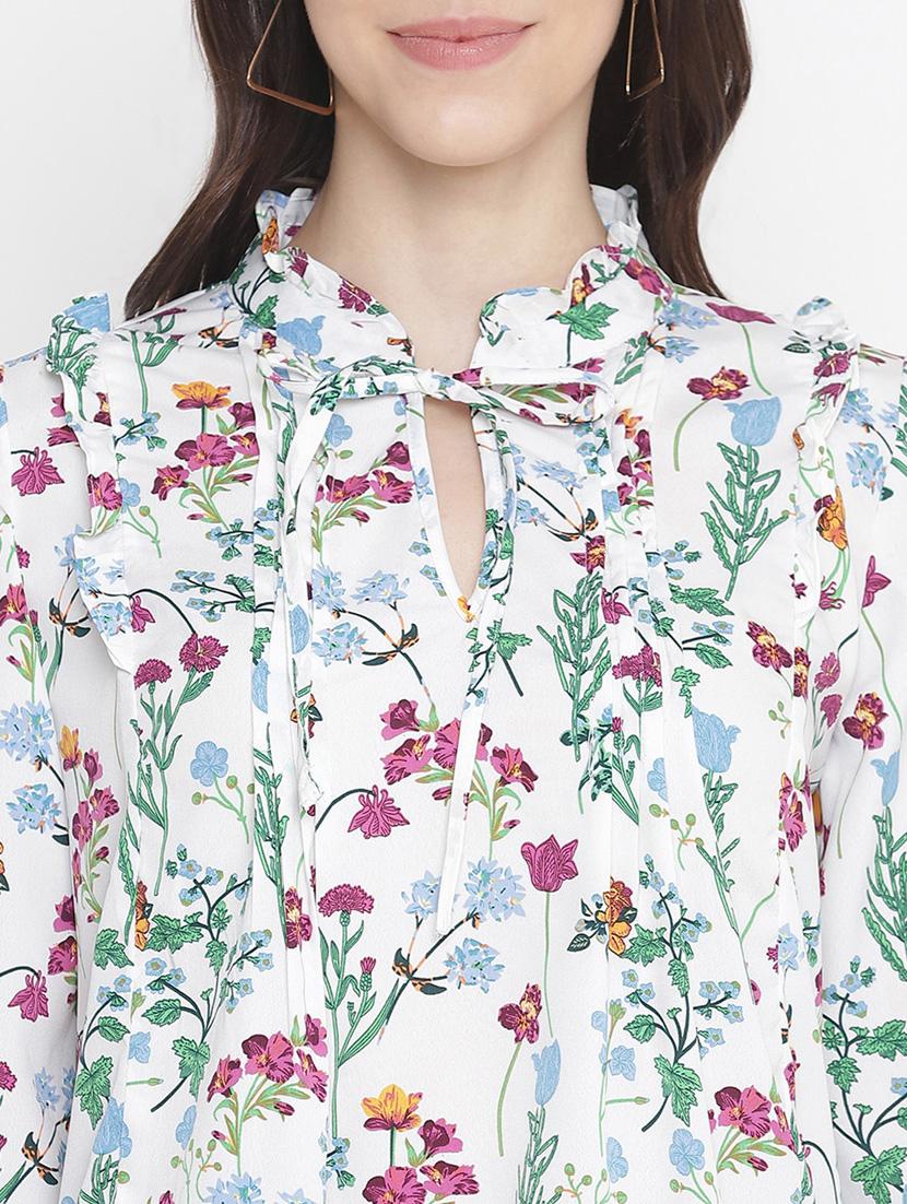 women's tiered tie-up neck top - 18246574 - Standard Image - 4