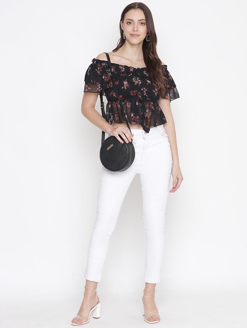 off shoulder floral crop top - 18246600 - Standard Image - 4