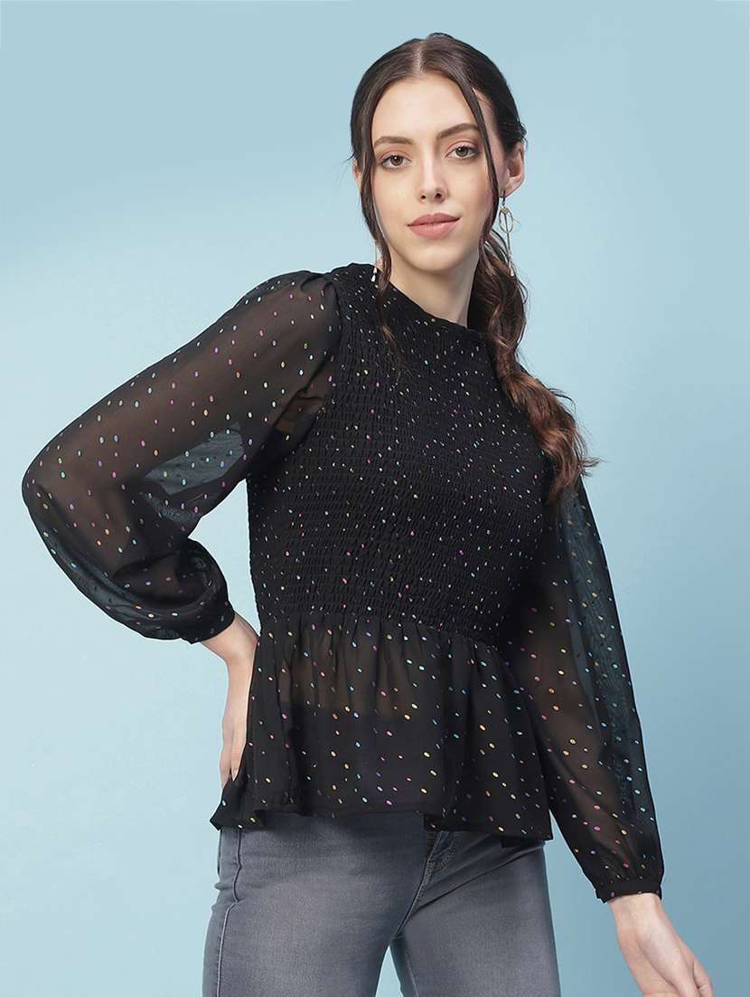 women's peplum crew neck top - 18246602 -  Standard Image - 1