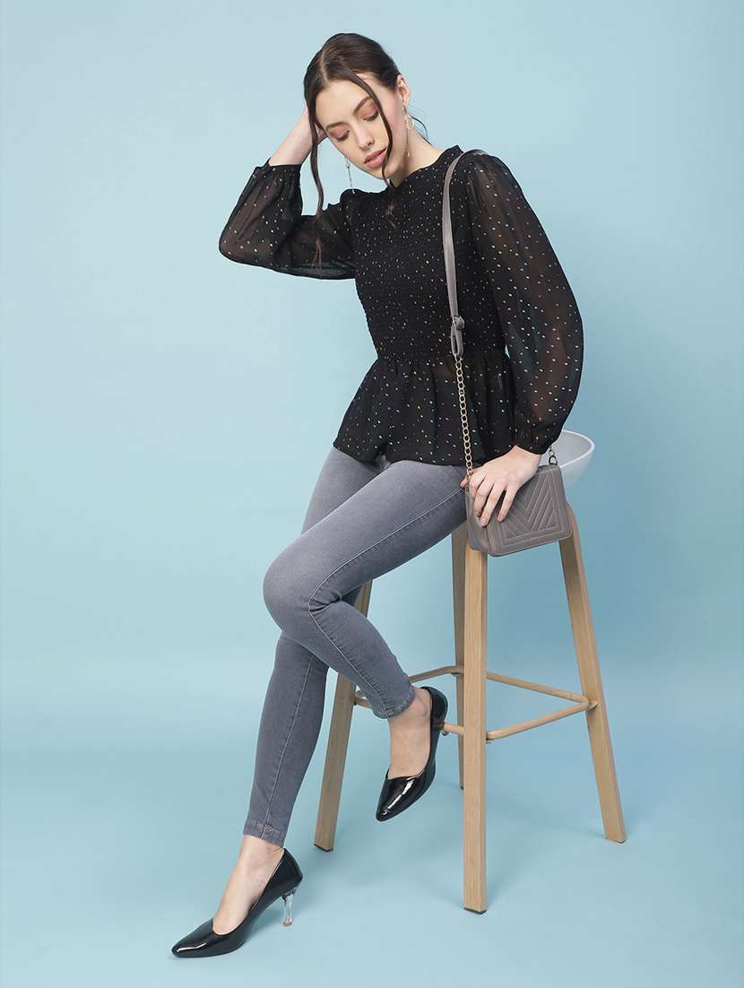 women's peplum crew neck top - 18246602 -  Standard Image - 4