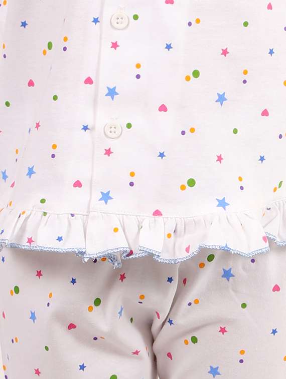girls white printed shirt & pyjama set - 18247159 -  Standard Image - 4