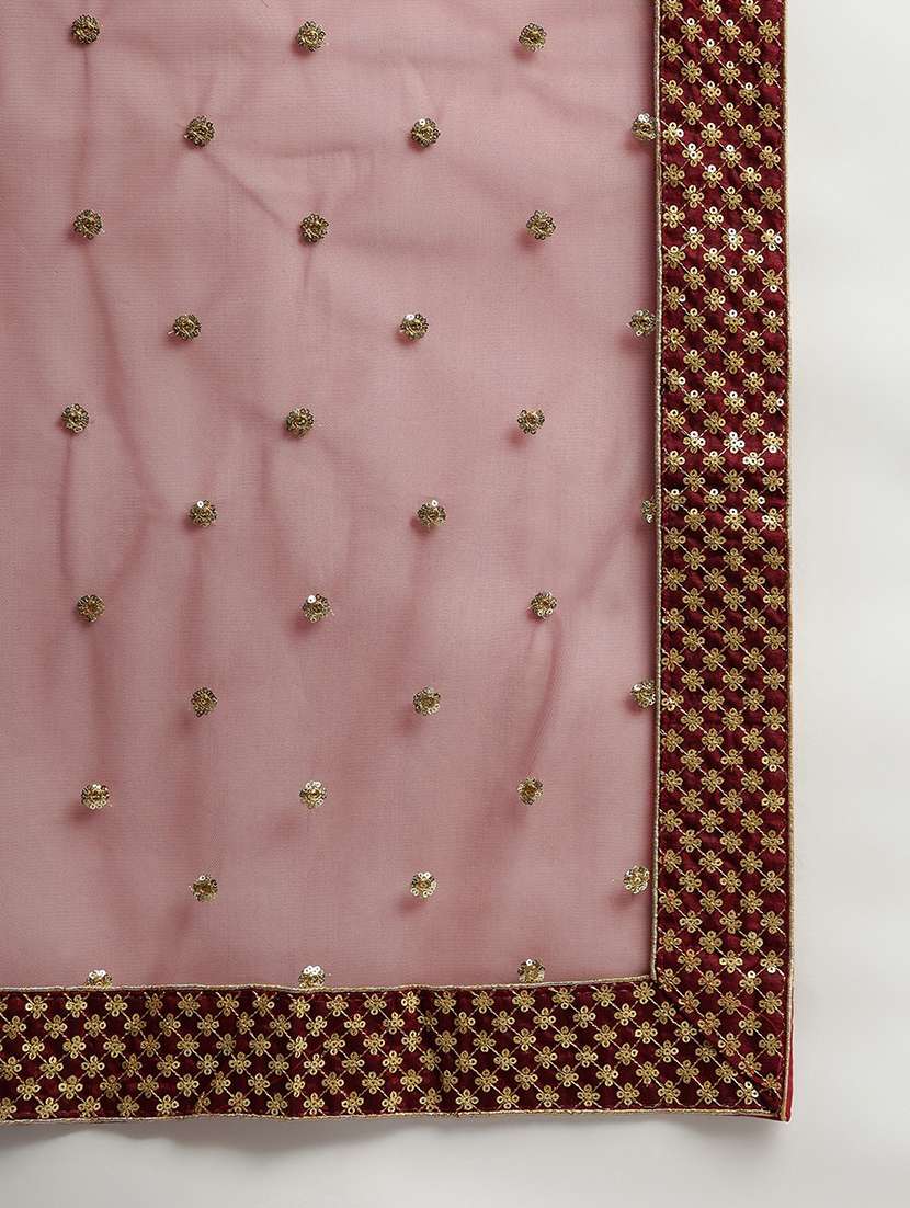Maroon Raw Silk Flared Lehenga