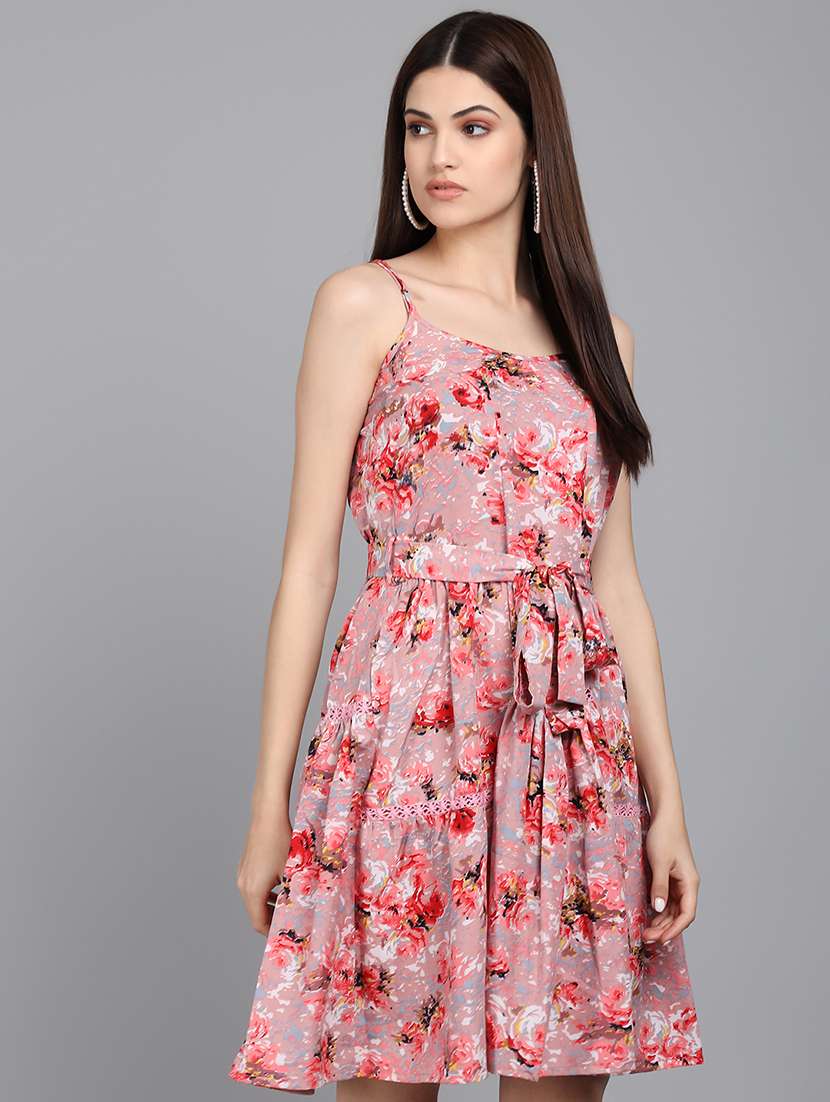 sleeveless printed belted dress - 18247921 -  Standard Image - 1