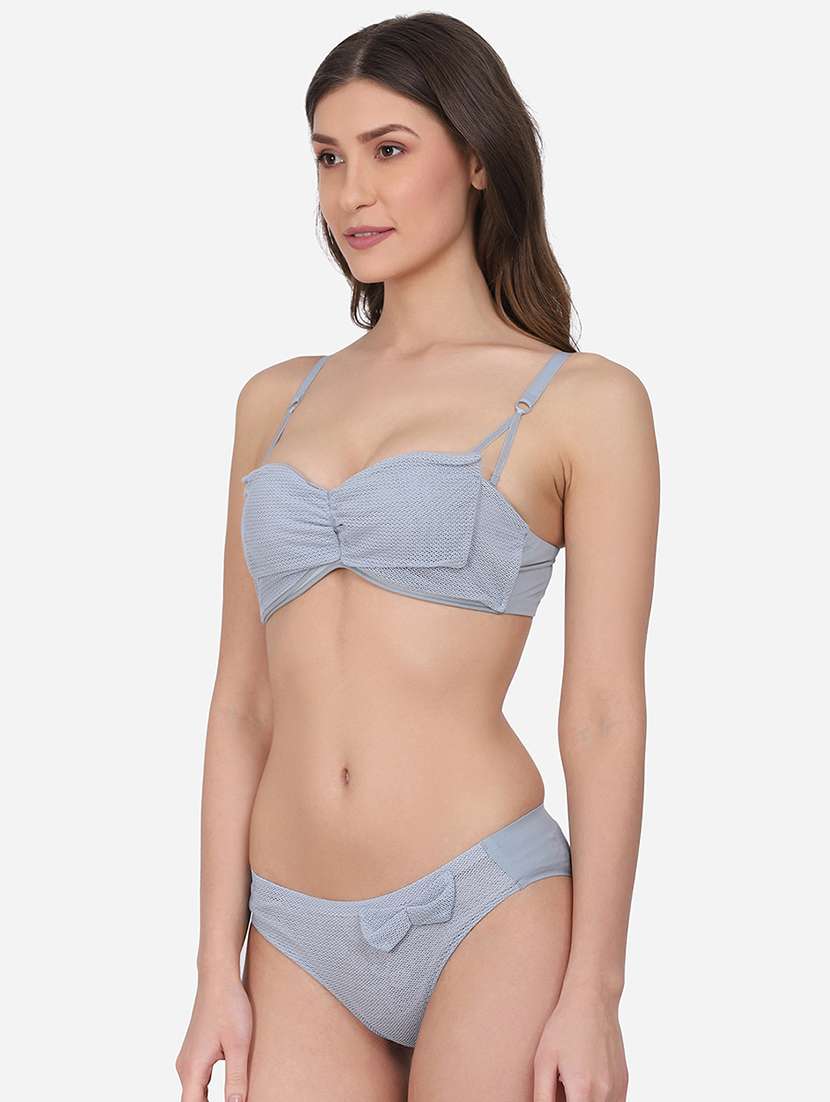 grey lace bras and panty set - 18247932 - Standard Image - 1