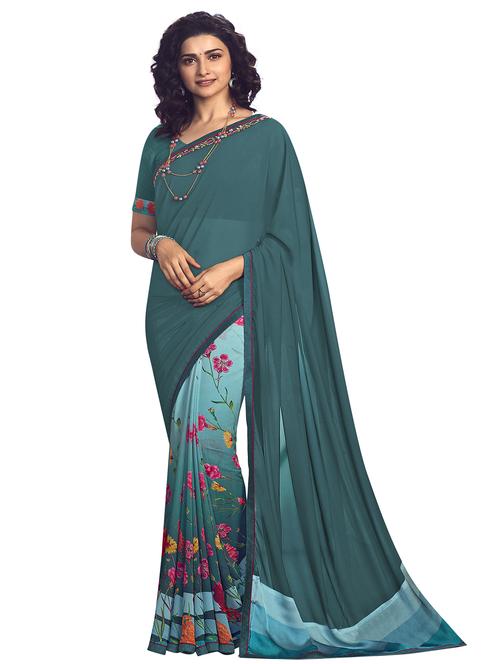 multi colored georgette half and half saree with blouse - 18248216 -  Standard Image - 0