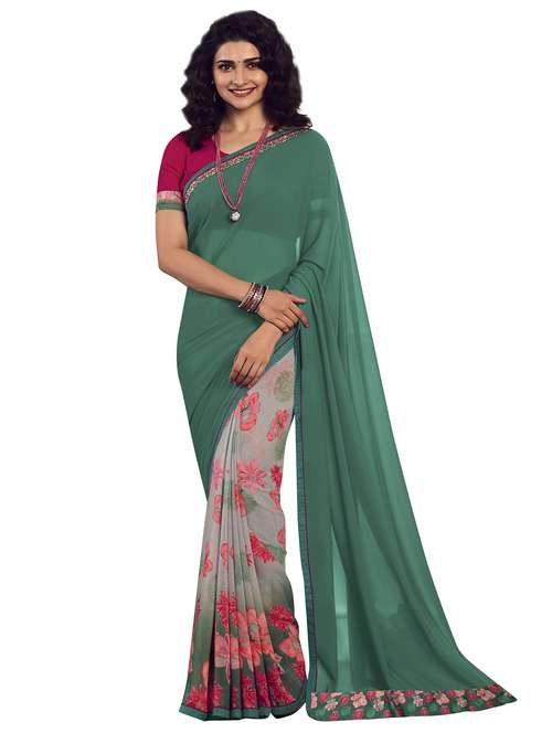 multi colored georgette half and half saree with blouse - 18248220 -  Standard Image - 0