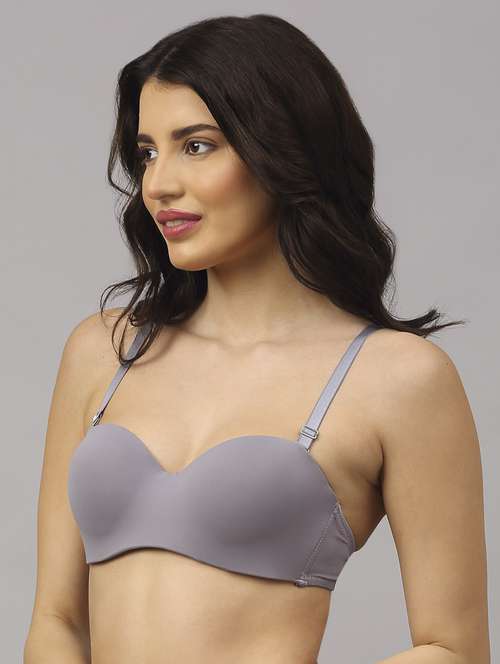grey solid balconette bra - 18248323 -  Standard Image - 0