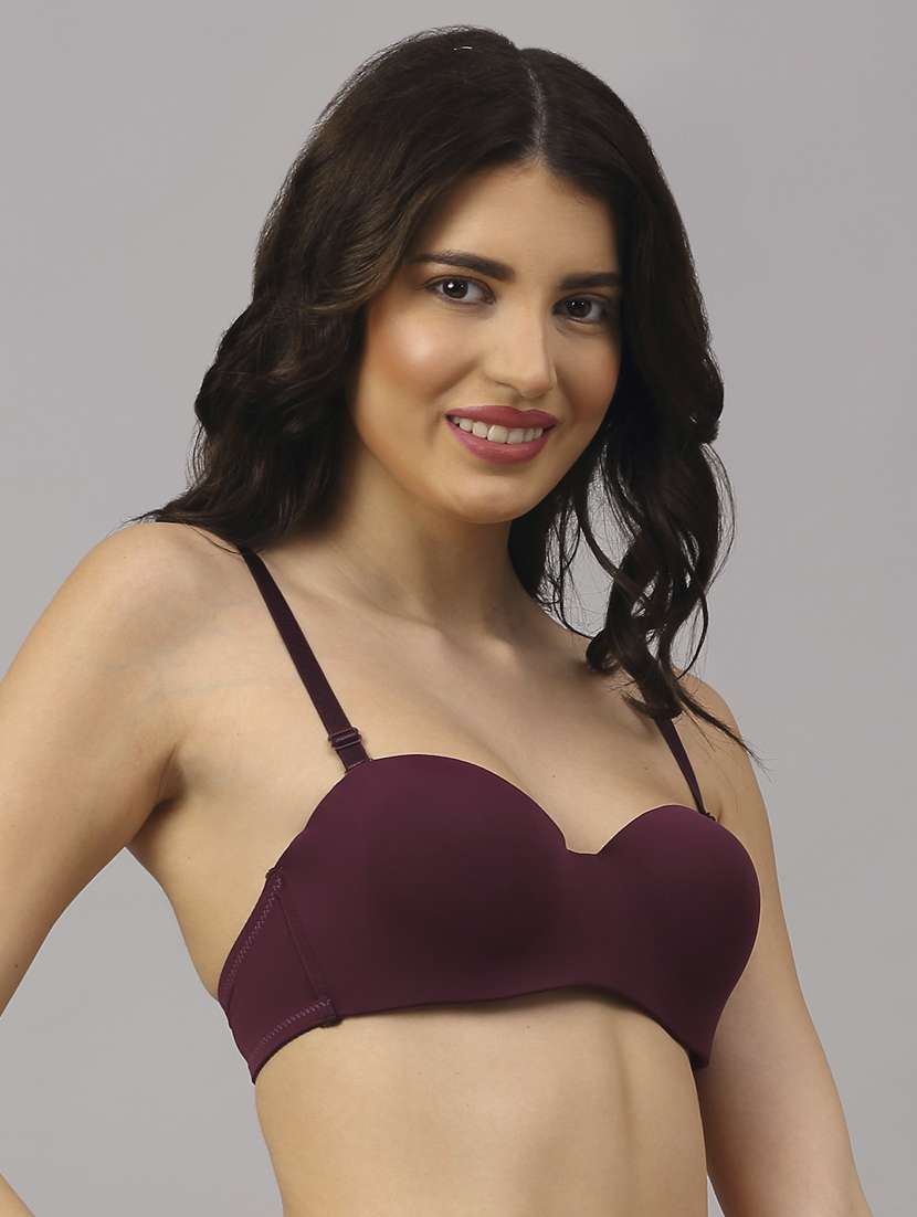 purple solid balconette bra