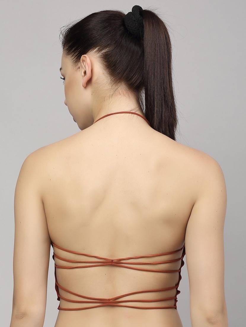 orange solid bralette bra - 18248434 -  Standard Image - 1