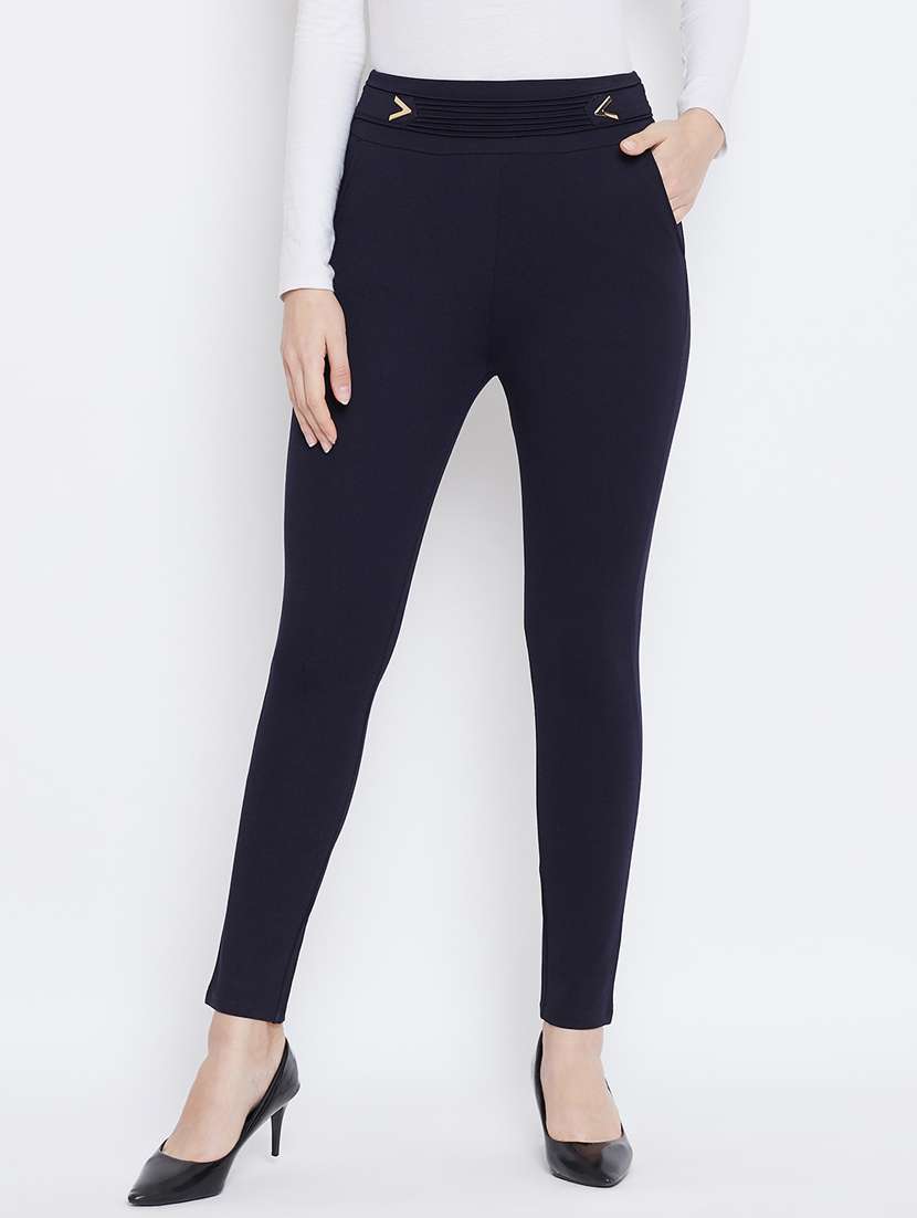 solid mid rise ankle length jegging