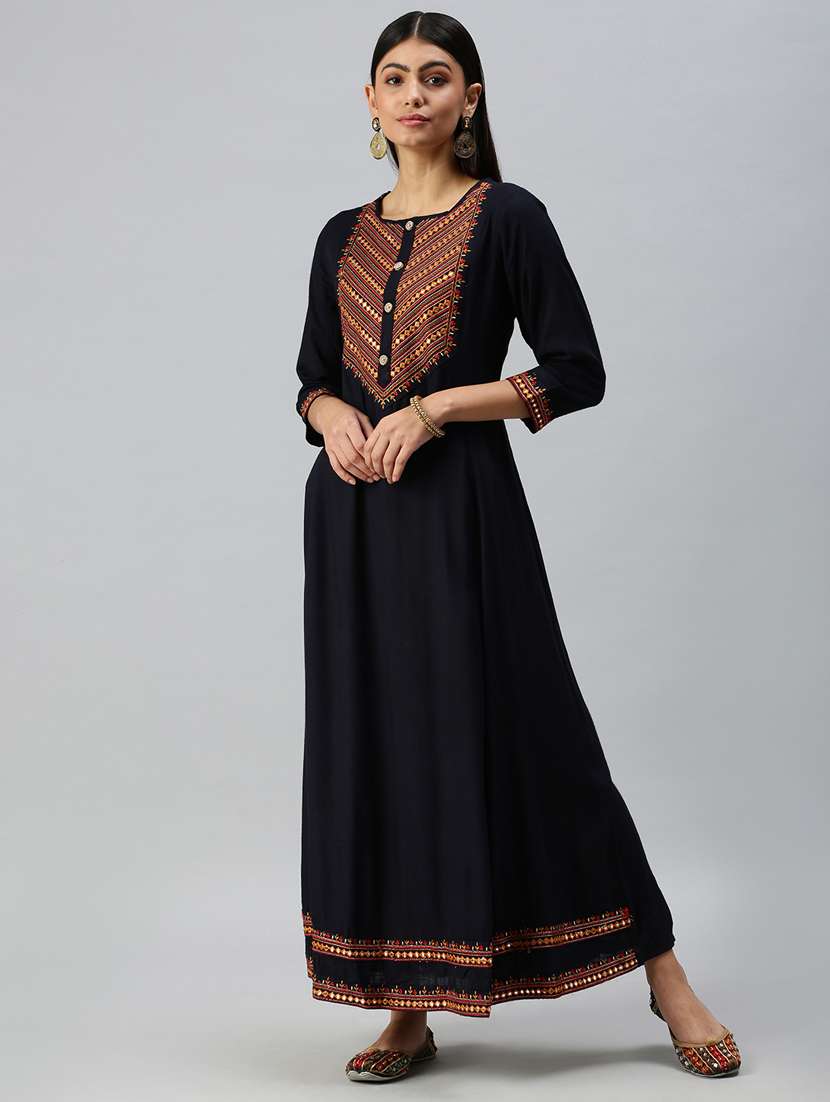 embroidered a-line ethnic dress