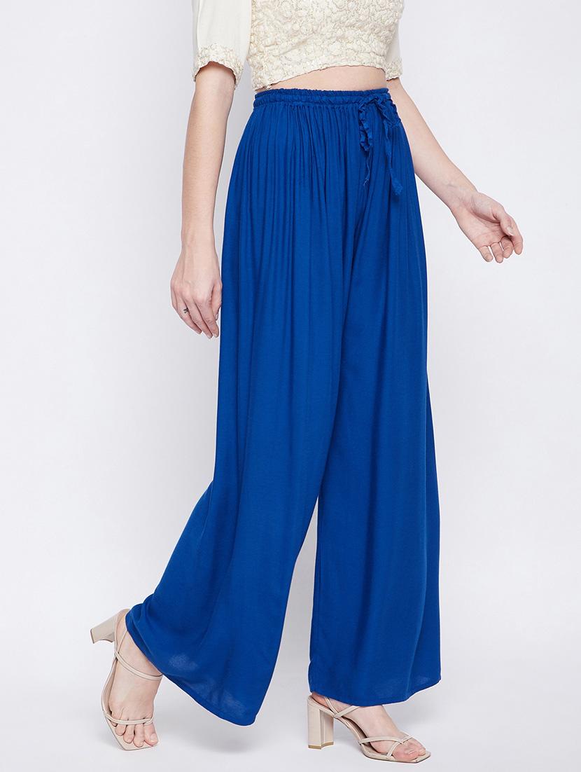 solid rayon flared palazzo - 18249325 - Standard Image - 1