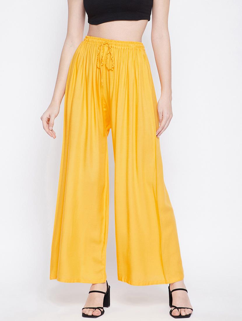 solid rayon flared palazzo - 18249327 - Zoom Image - 0