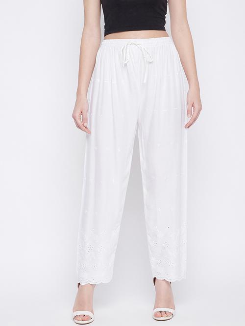 white solid rayon palazzo - 18249332 -  Standard Image - 0