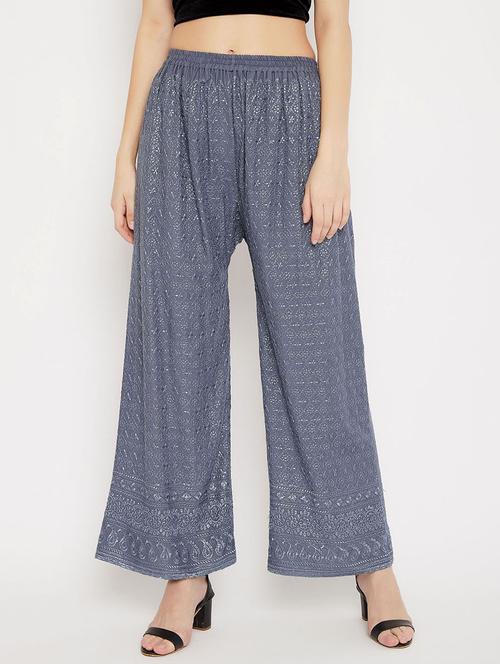 grey embroidered palazzo - 18249337 -  Standard Image - 0