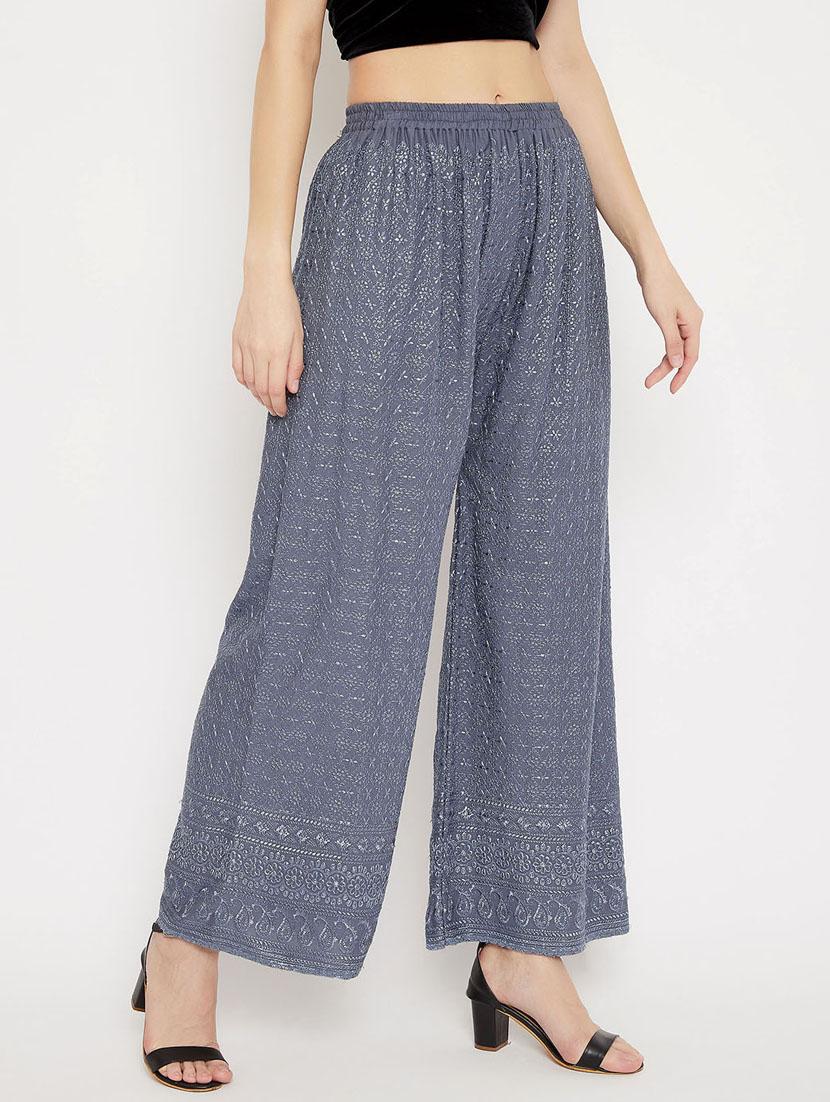 grey embroidered palazzo - 18249337 -  Standard Image - 1