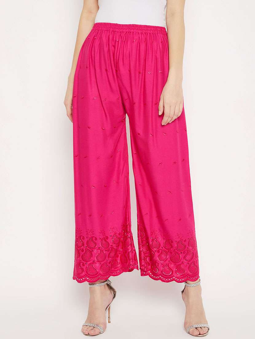 pink embroidered palazzo