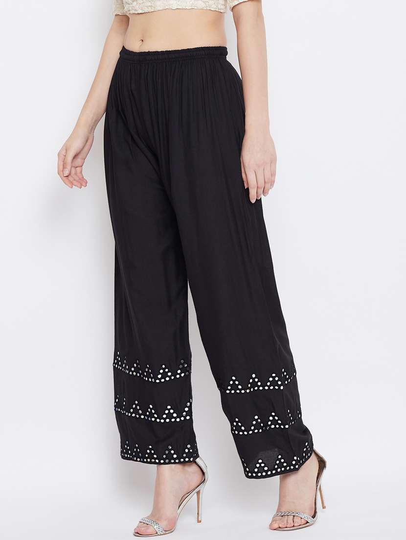 black rayon palazzos - 18249366 -  Standard Image - 1
