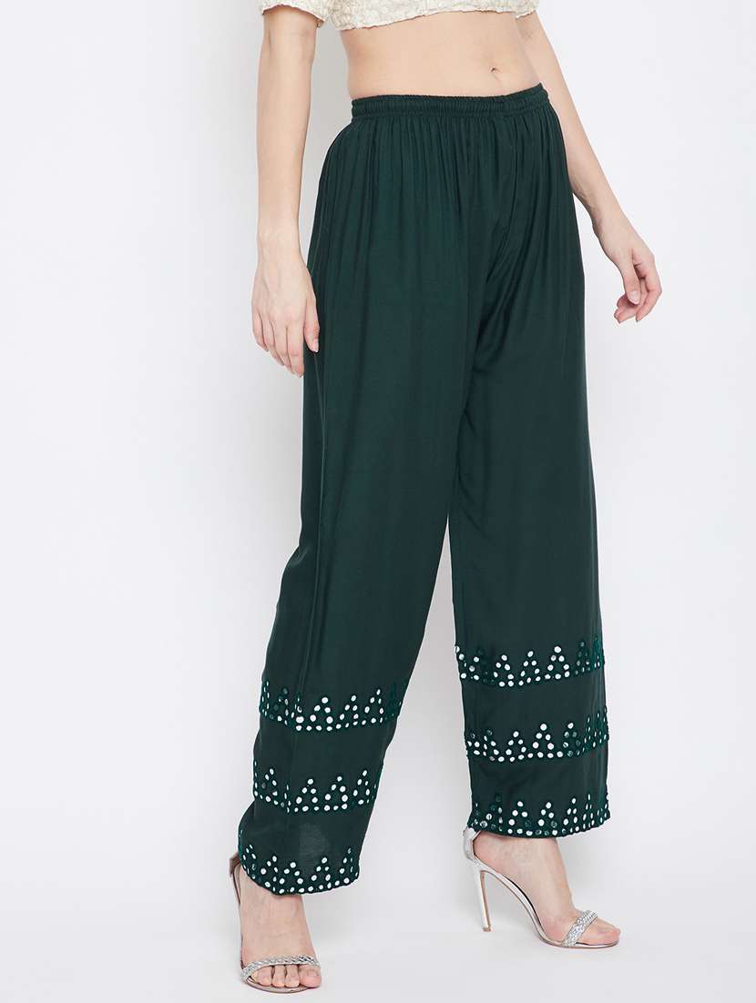 green rayon palazzos - 18249368 -  Standard Image - 1