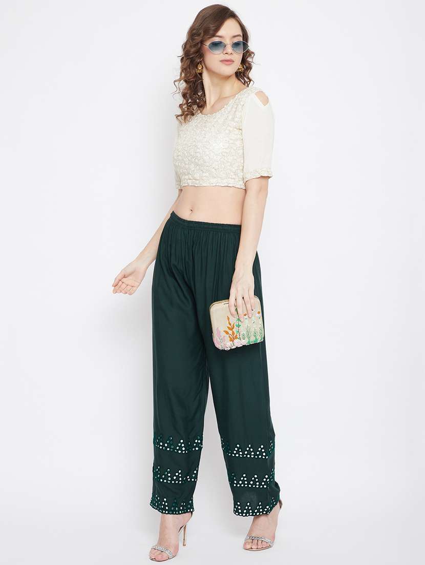 green rayon palazzos - 18249368 -  Standard Image - 4