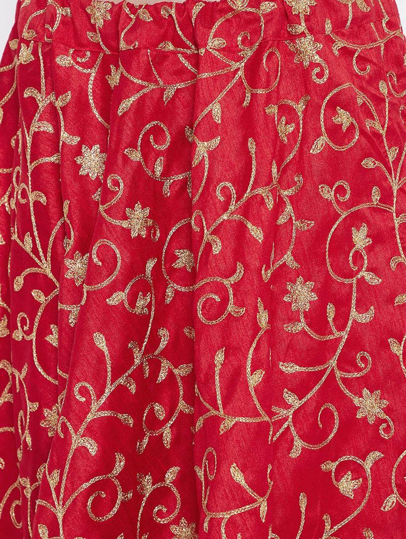 red silk blend flared skirt - 18249471 - Standard Image - 4