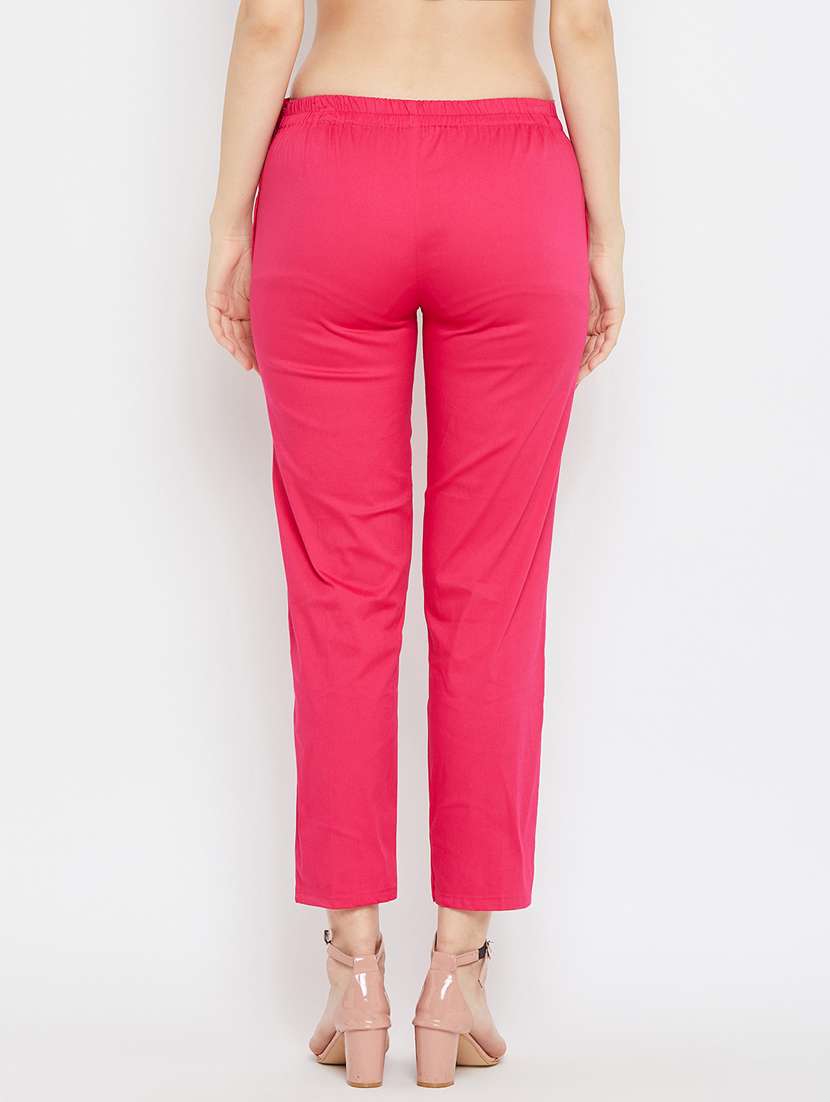 pink solid flat front trouser - 18249506 -  Standard Image - 1