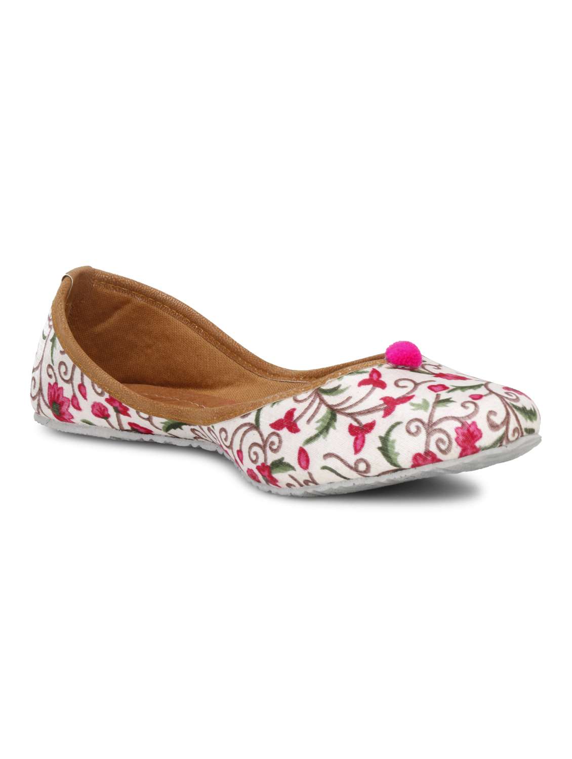 pink fabric slip on jutis & mojaris