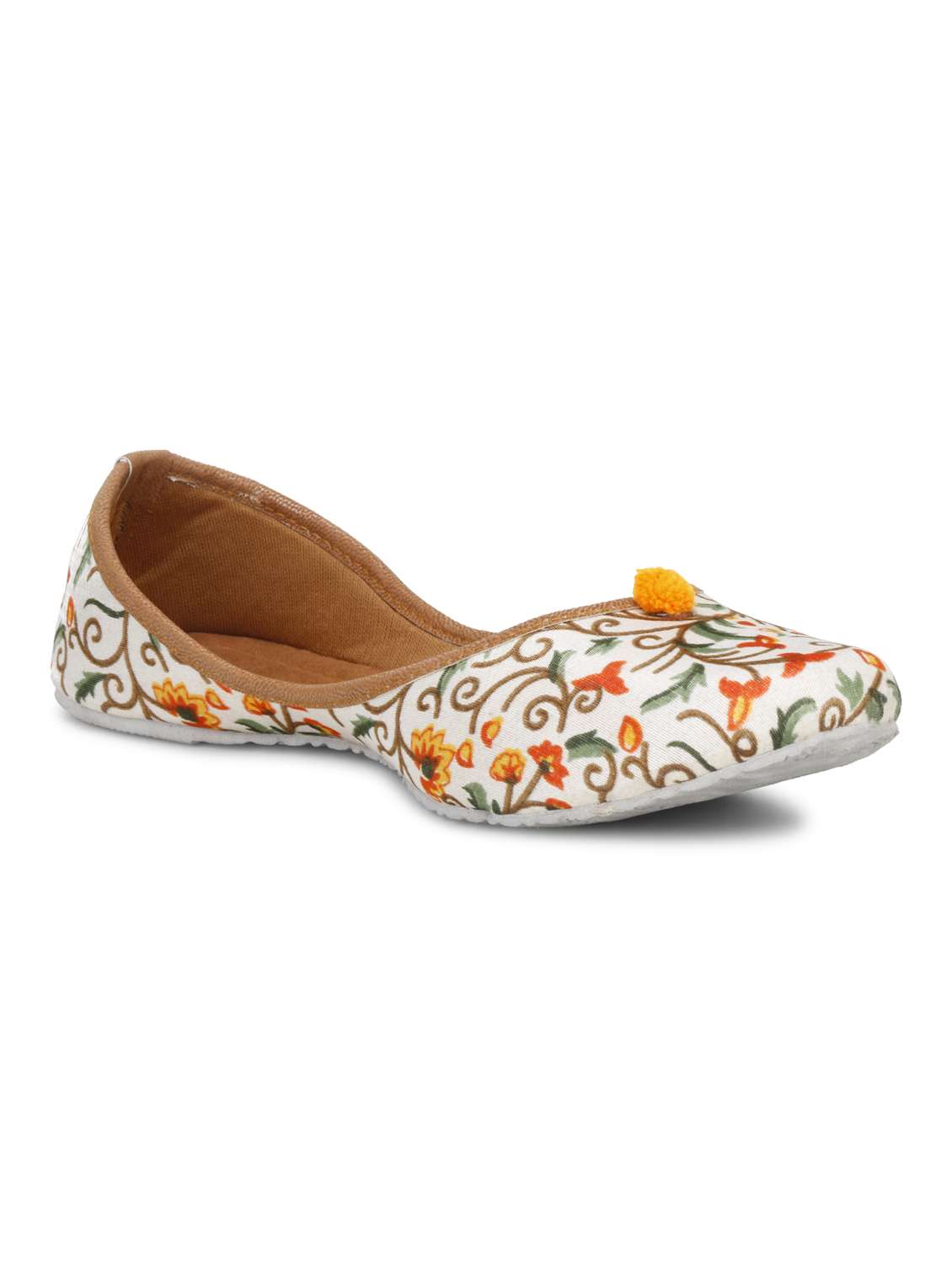 orange fabric slip on jutis & mojaris