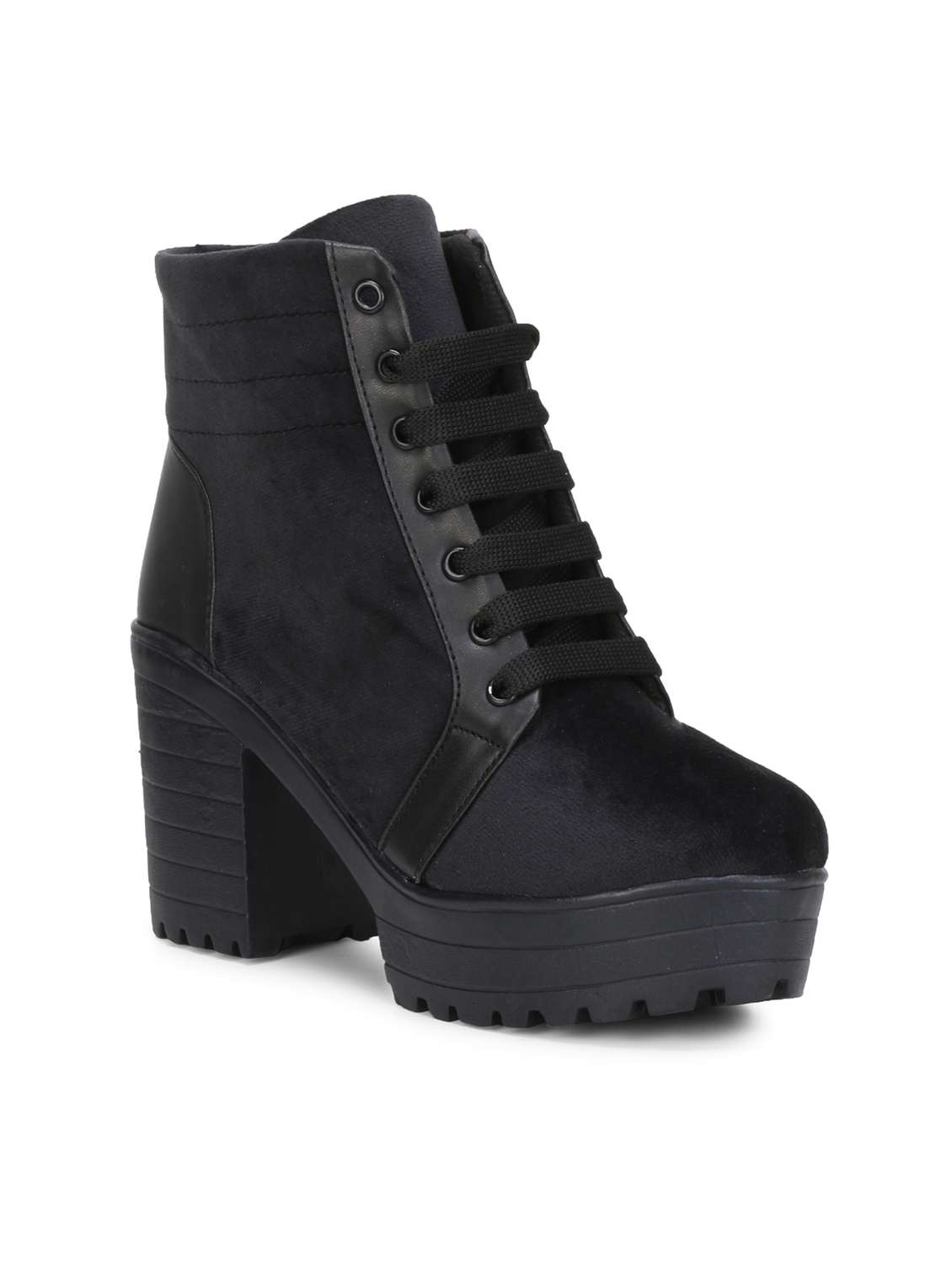 women black lace up ankle boots