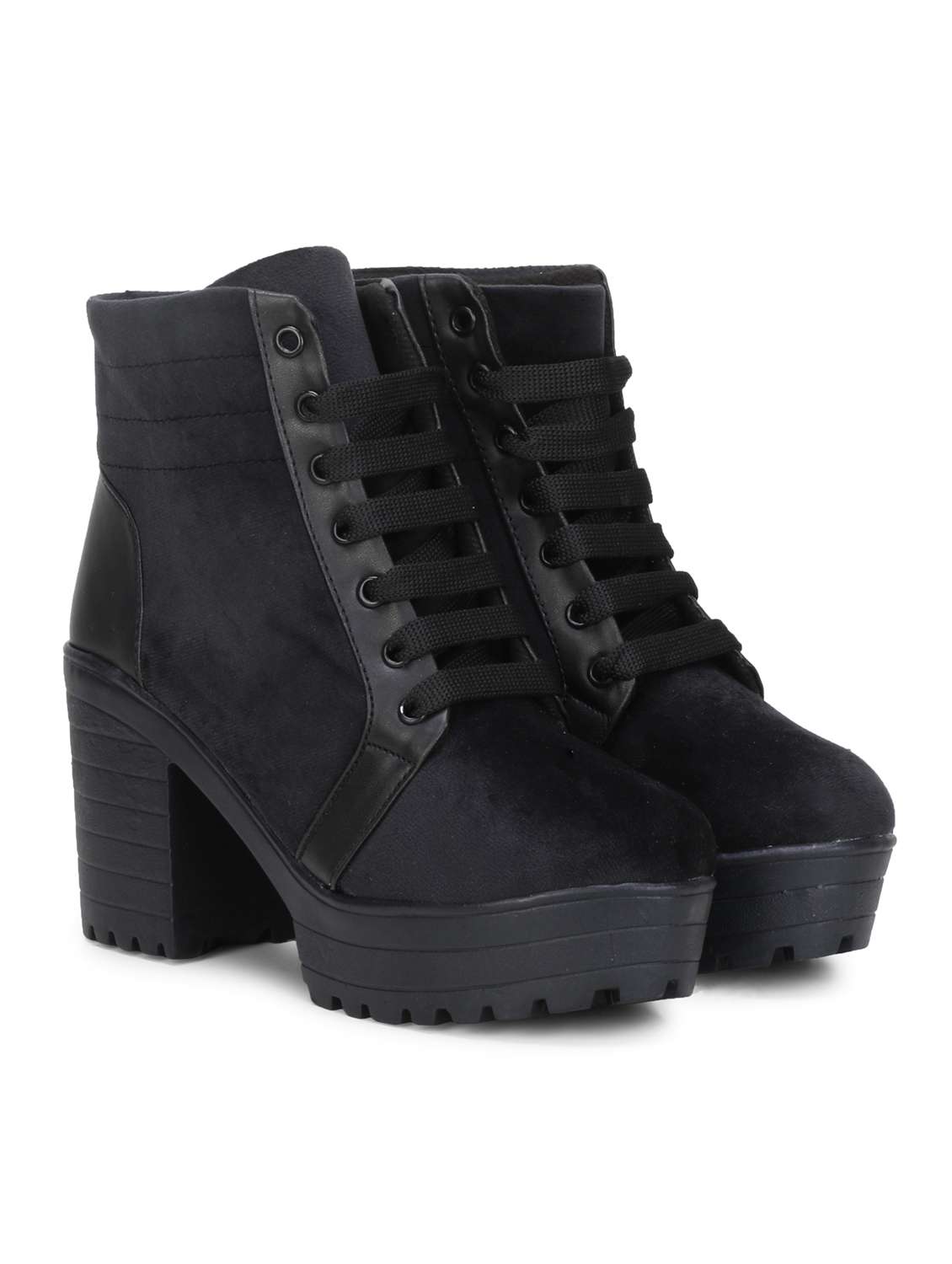 women black lace up ankle boots - 18249636 - Standard Image - 1