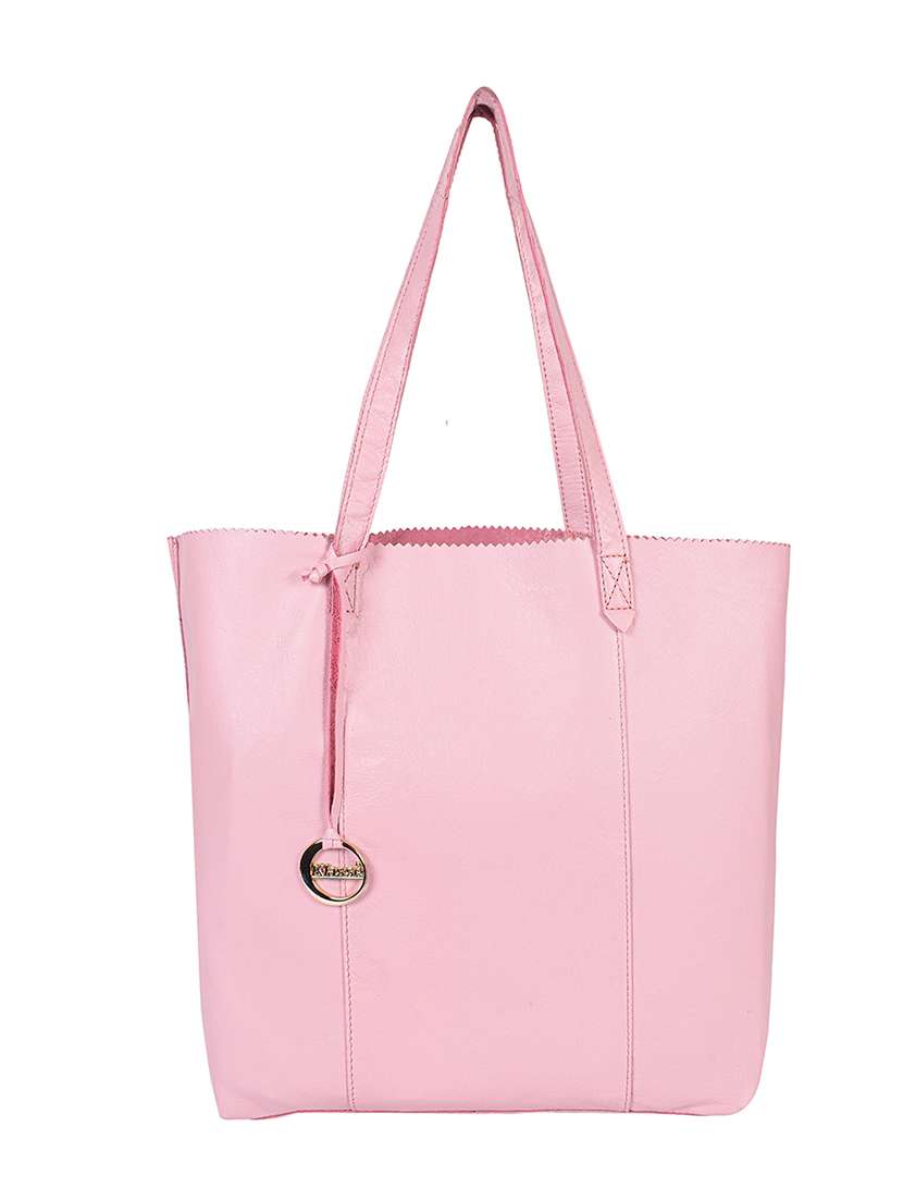 pink leather handbag