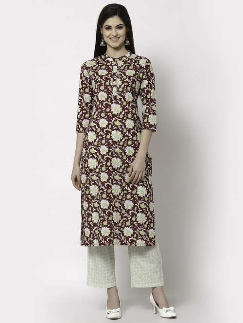 red kurta palazzo set - 18250181 -  Standard Image - 0