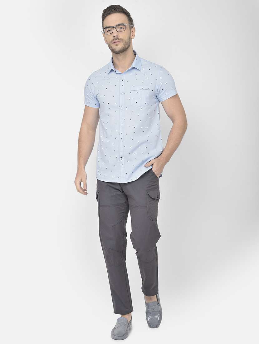 grey solid cargos casual trouser - 18250569 - Standard Image - 4