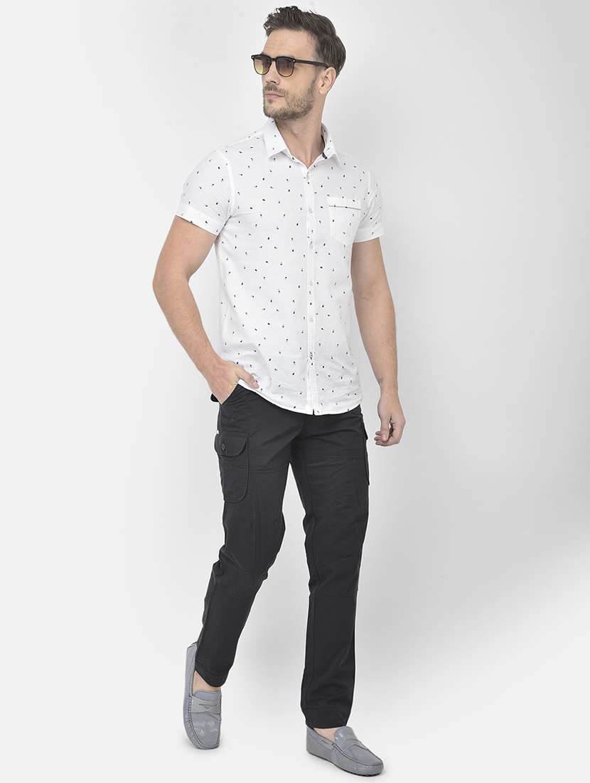 navy blue solid cargos casual trouser - 18250571 -  Standard Image - 4