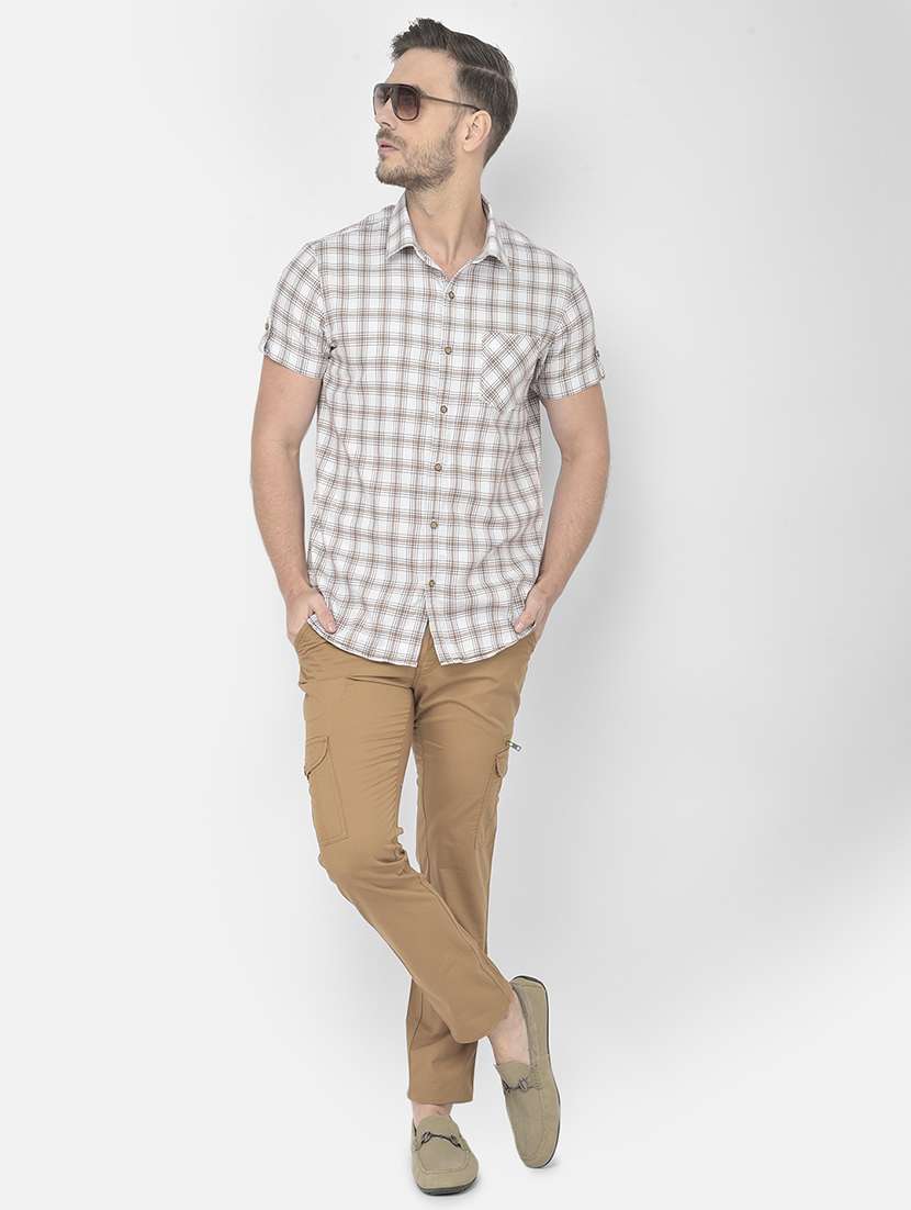 orange solid cargos casual trouser - 18250573 -  Standard Image - 4