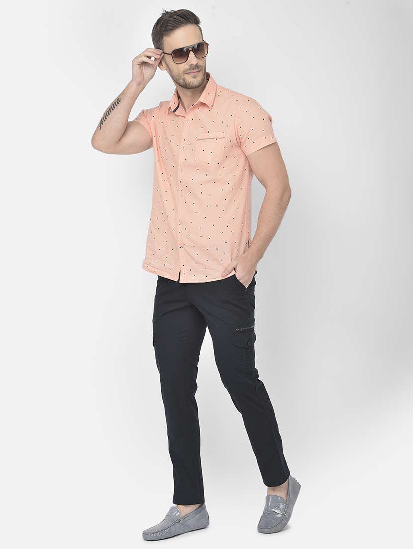 navy blue solid cargos casual trouser - 18250574 -  Standard Image - 4