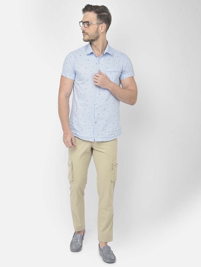 beige solid cargos casual trouser - 18250585 -  Standard Image - 4