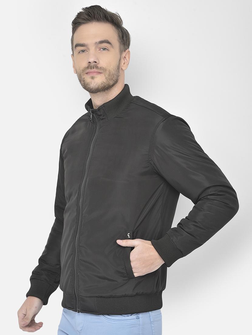 charcoal solid bomber jacket - 18250616 - Standard Image - 1