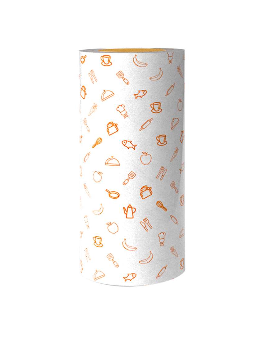 masking kitchen dry cleaning roll wipes towel reusable washable for multipurpose cleaning tissue orange pattern 50 pulls sheet - 18250752 -  Standard Image - 1