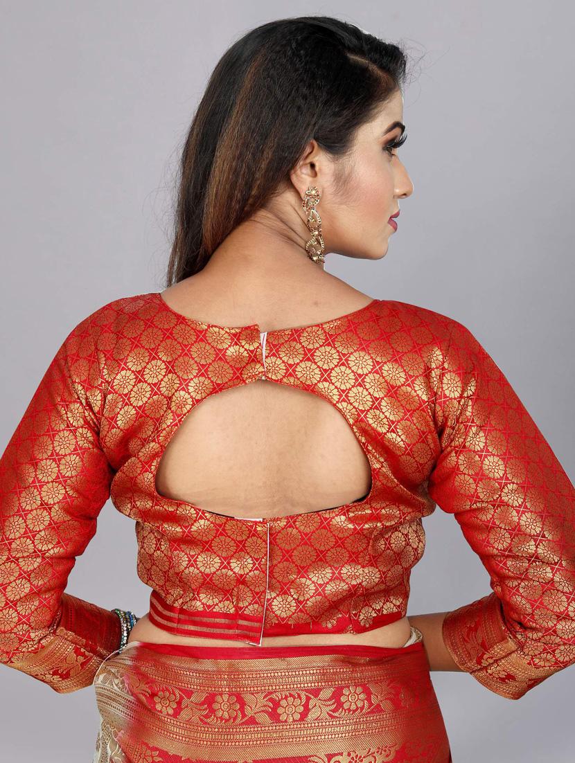 offwhite tussar silk saree with blouse - 18250828 - Standard Image - 4