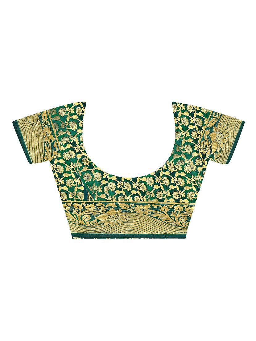 green cotton chanderi saree with blouse - 18250897 - Standard Image - 1