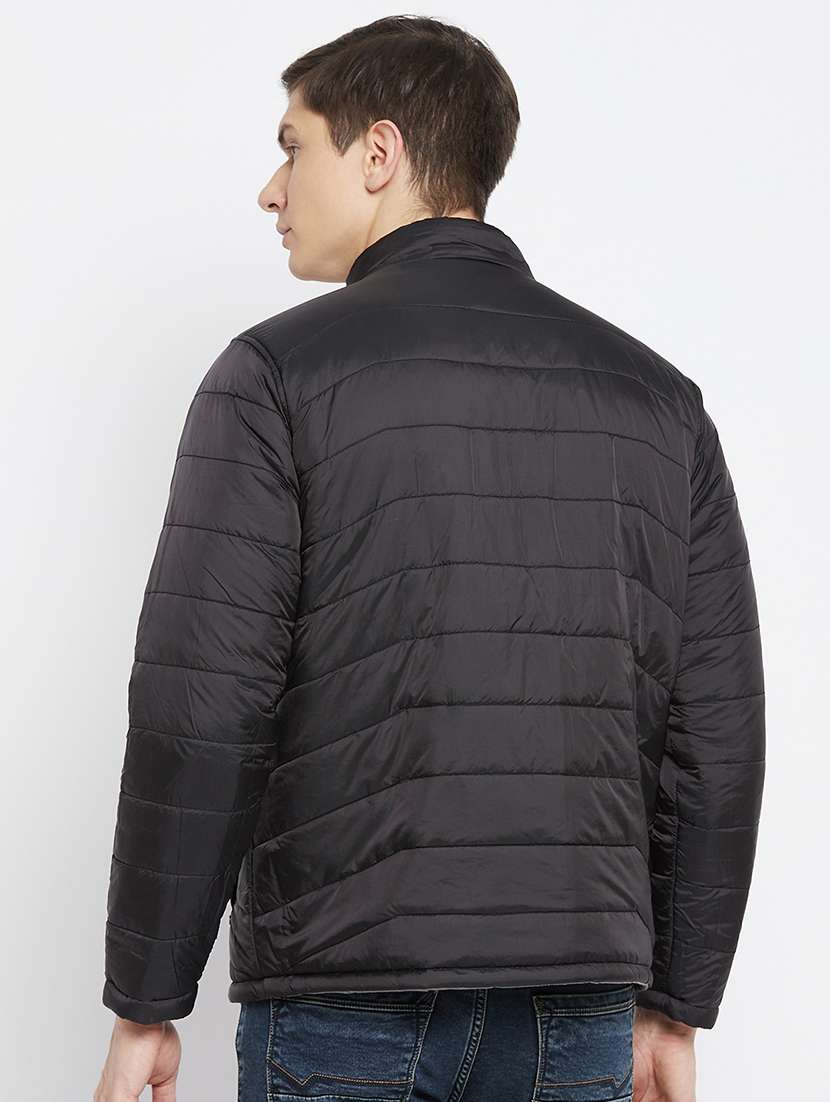 grey solid quilted jacket - 18250992 -  Standard Image - 1