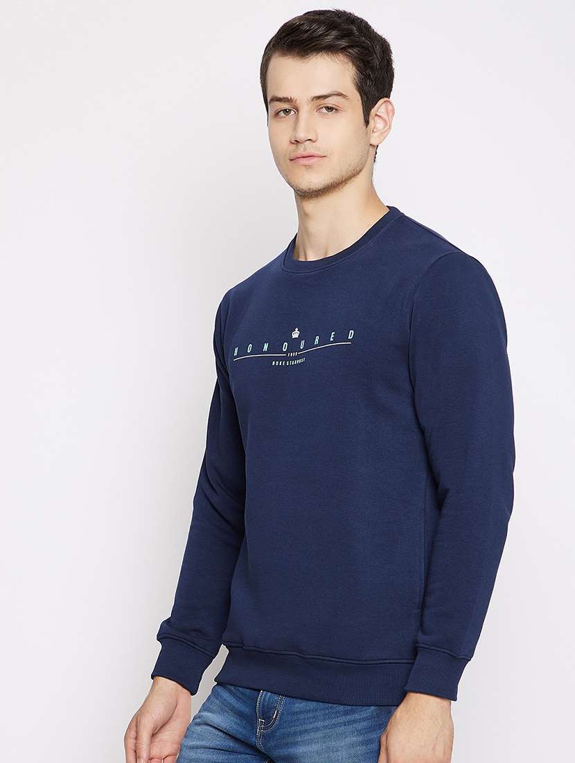 navy blue chest print sweatshirt - 18251123 -  Standard Image - 1