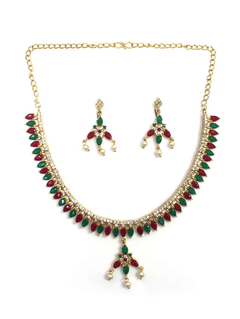 multi colored brass short necklace